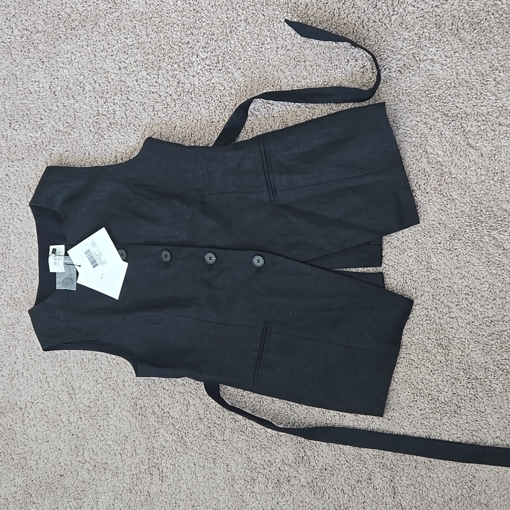 NWT DISSH Alessia Linen Vest Top in Black Size 6 US Tailored Longline Lined - Picture 7 of 16